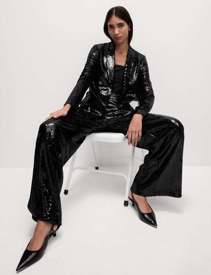 Payetli Wide Leg Pantolon