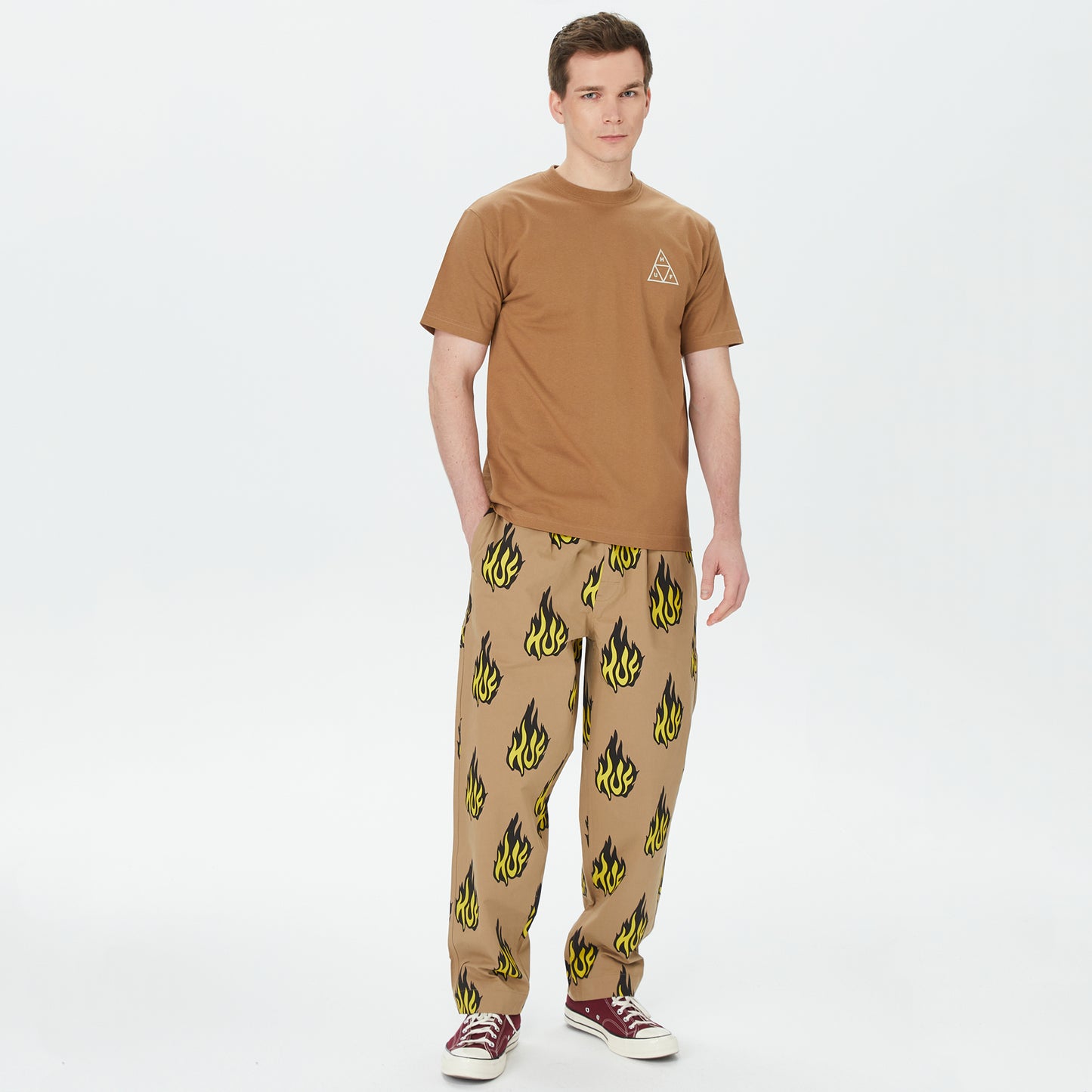 Huf Set Tt Erkek Kahverengi T-shirt