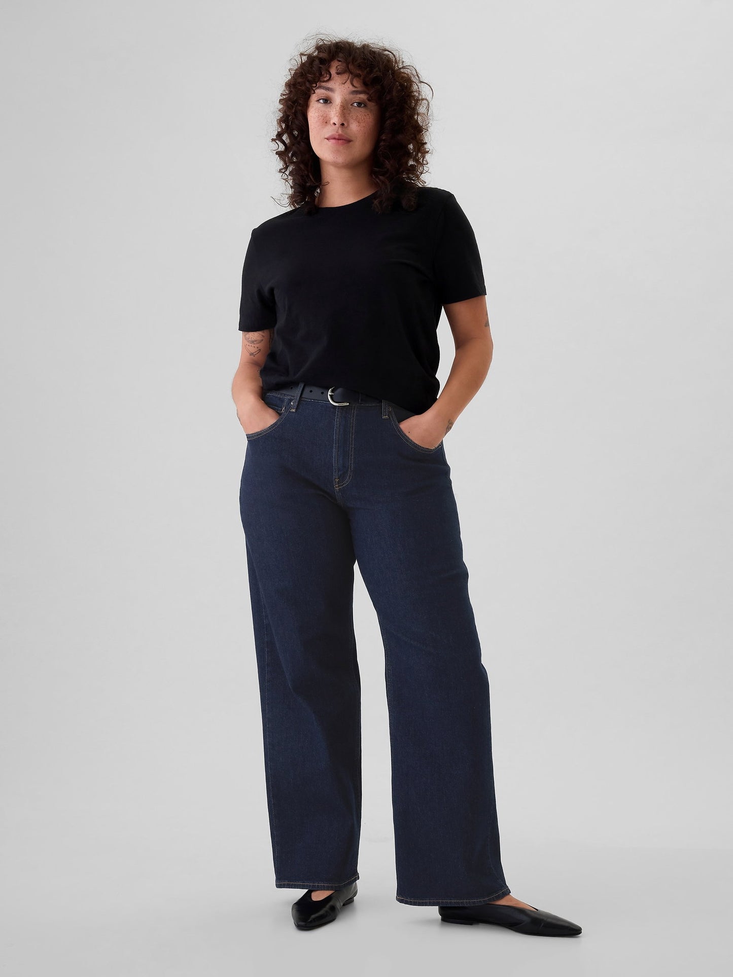 Koyu Mavi Mid Rise '90s Loose Jean Pantolon