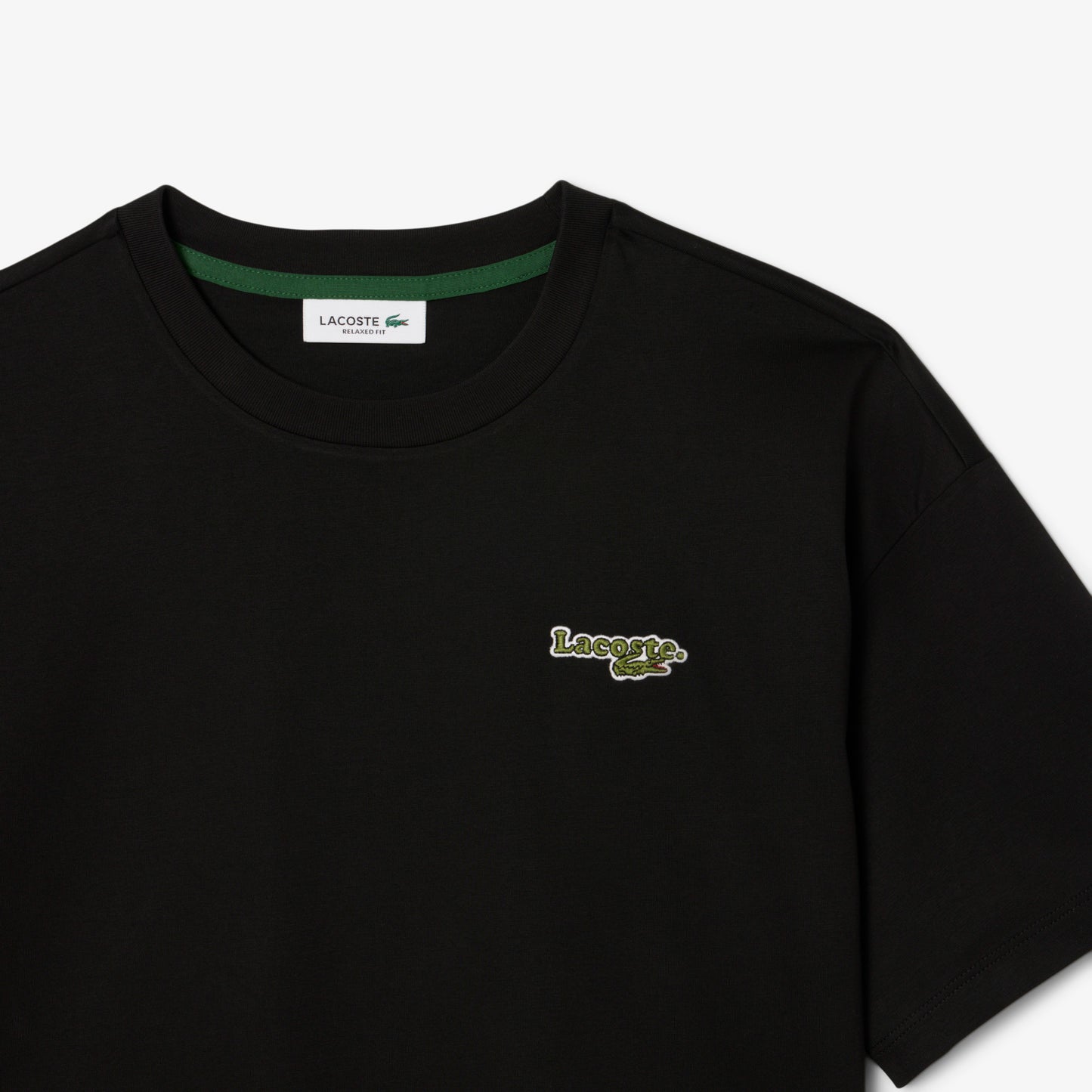 Lacoste Kadın Relaxed Fit Bisiklet Yaka Siyah T-shirt