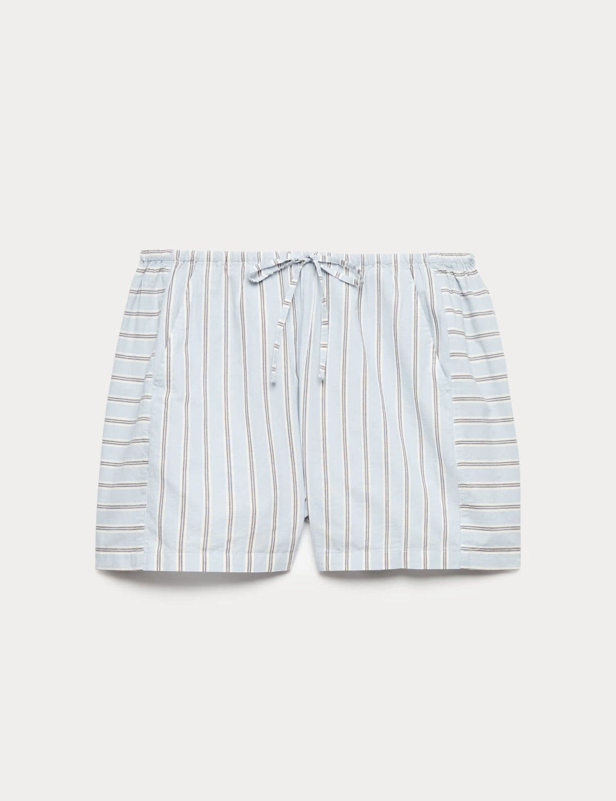 Saf Pamuklu Çizgili Pijama Şortu