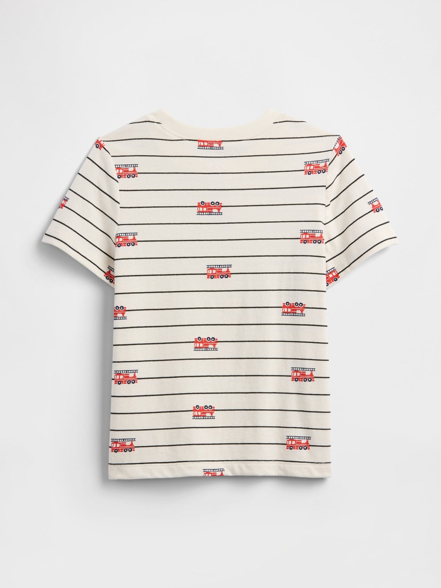 Kırık Beyaz Baskılı Bisiklet Yaka T-shirt