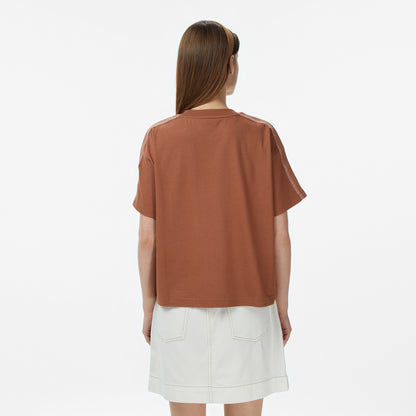 Lacoste Kadın Loose Fit Bisiklet Yaka Kahverengi T-shirt