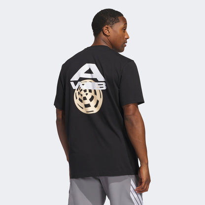 Adidas Basketbol Baskılı Erkek Siyah T-shirt
