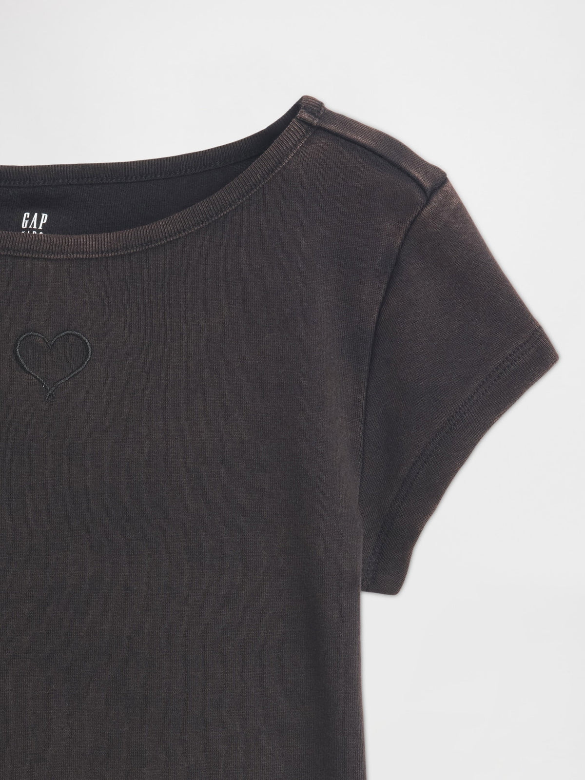 Siyah Cap-sleeve Fitted T-shirt