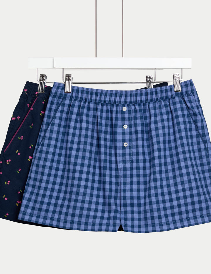 2’li Paket Saf Pamuklu Baskılı Pijama Şortları