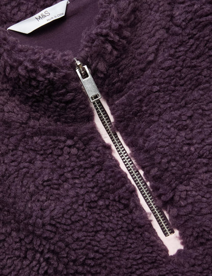 Yarım Fermuarlı Peluş Sweatshirt