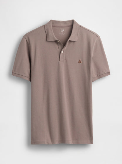 Kahverengi Stretch Pique Polo Yaka T-shirt