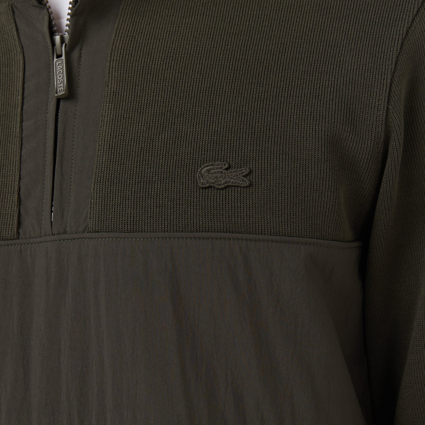 Lacoste Erkek Classic Fit Yarım Fermuarlı Desenli Haki Sweatshirt