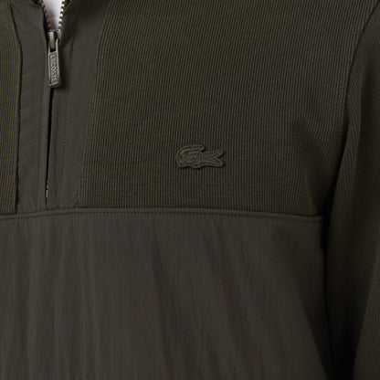 Lacoste Erkek Classic Fit Yarım Fermuarlı Desenli Haki Sweatshirt