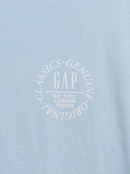Açık Mavi Relaxed Grafik Logo T-shirt