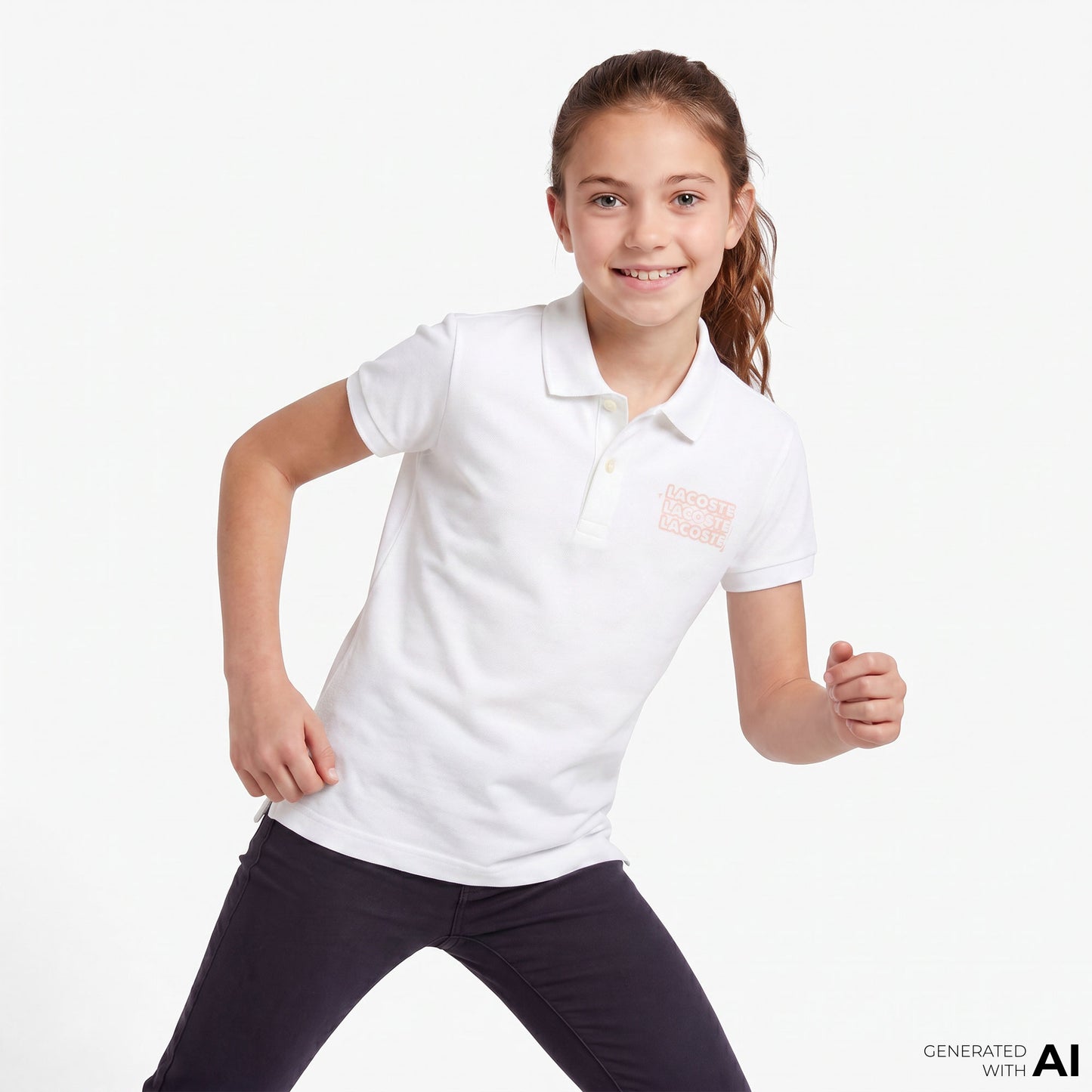 Lacoste Çocuk Baskılı Beyaz Polo