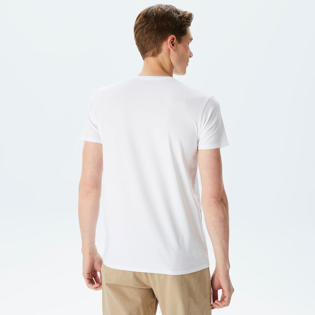 Lacoste Erkek Slim Fit V Yaka Beyaz T-shirt