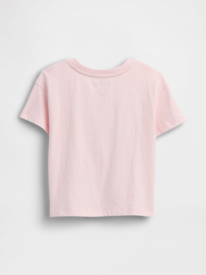 Pembe Grafik Baskılı T-shirt