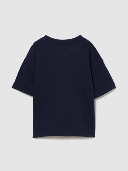 Lacivert Fransız Havlu Kumaş Gap Logo T-shirt