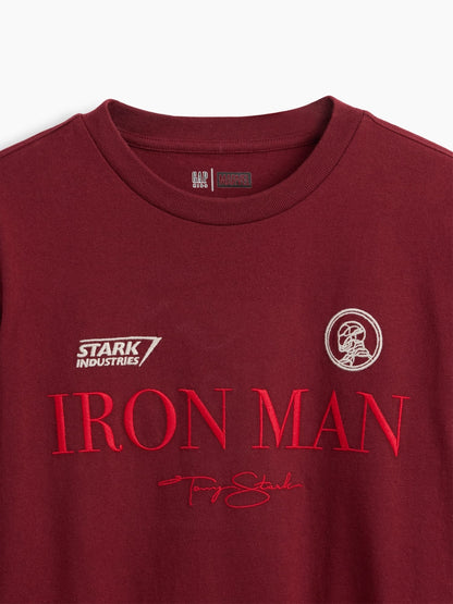 Koyu Kırmızı Marvel Relaxed Grafik Baskılı T-shirt