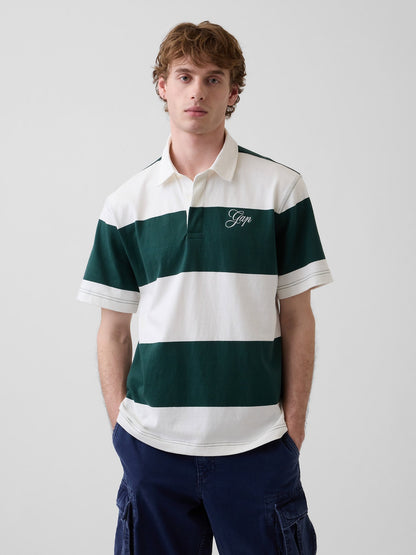 Koyu Yeşil Relaxed Gap Logo Rugby Polo T-shirt