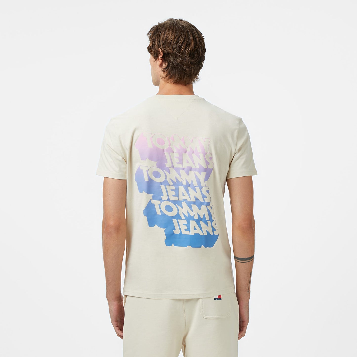 Tommy Hilfiger Back Logo Erkek Bej T-shirt