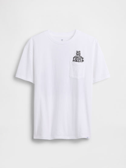 Beyaz Brannan Bear Cep T-shirt