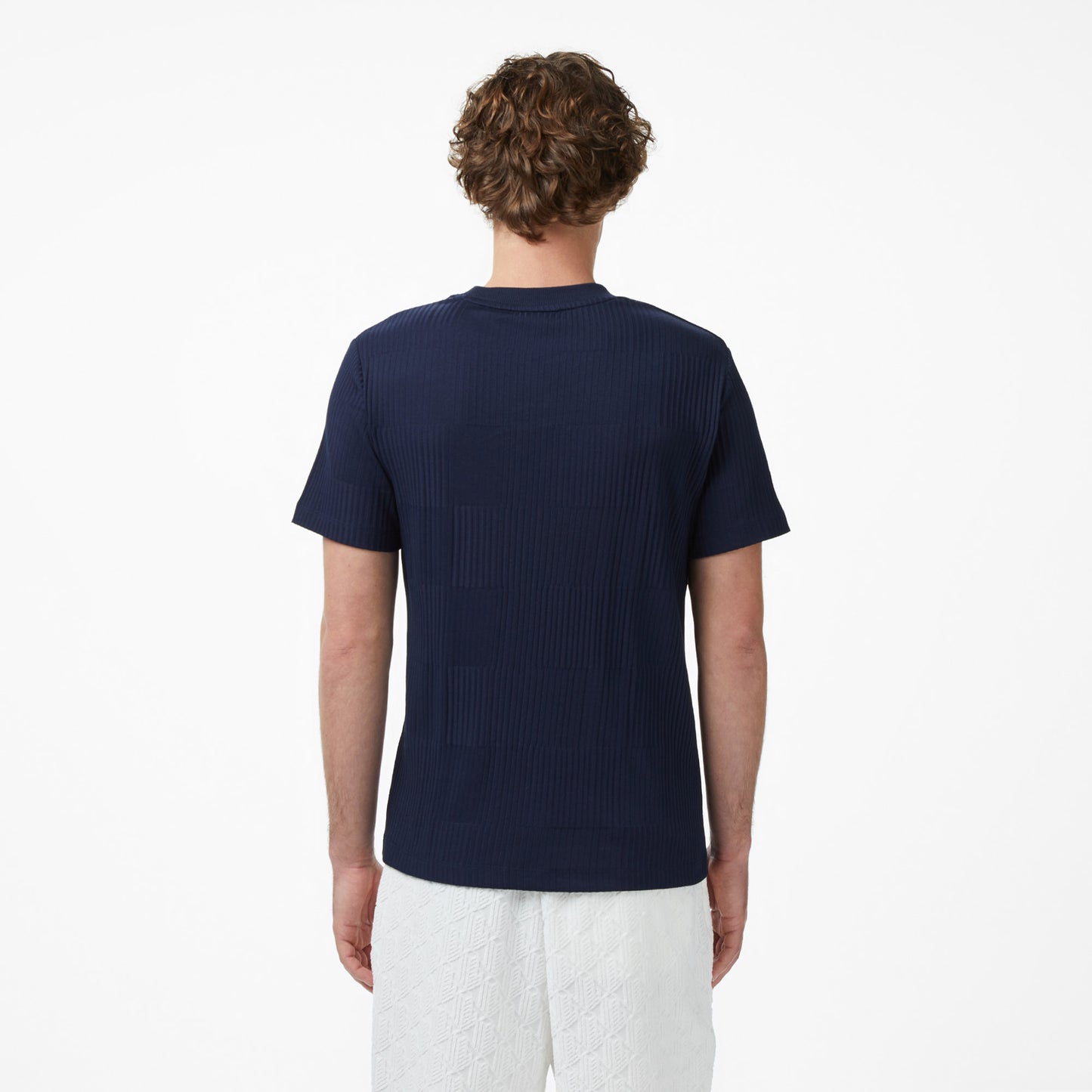 Lacoste Erkek Regular Fit Bisiklet Yaka Çizgili Lacivert T-shirt