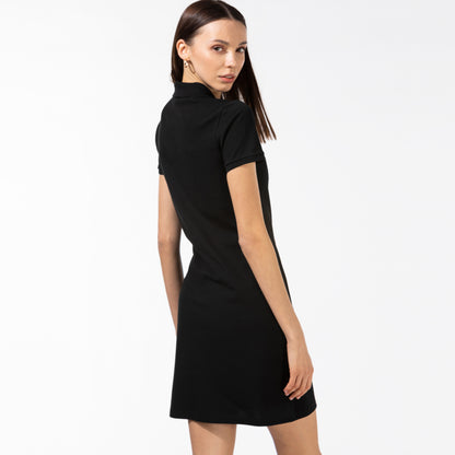 Lacoste Kadın Slim Fit Kısa Kollu Polo Yaka Siyah Elbise