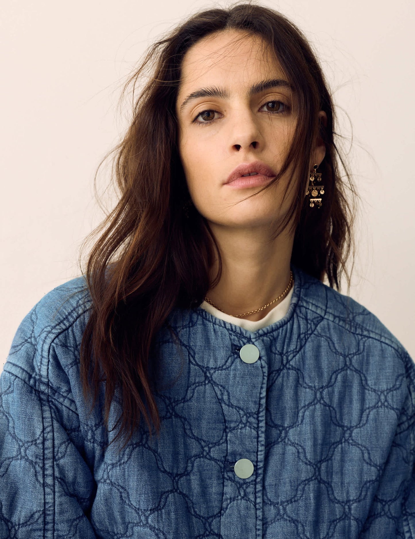 Denim Kapitone Bomber Ceket