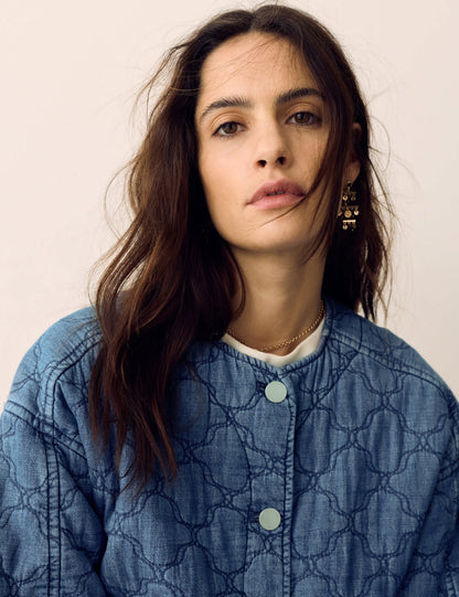 Denim Kapitone Bomber Ceket