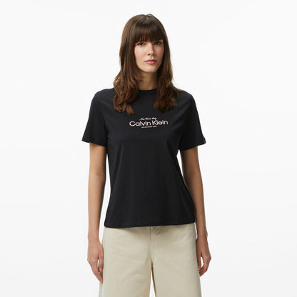 Calvin Klein Classic Nyc Logo Kadın Siyah T-shirt
