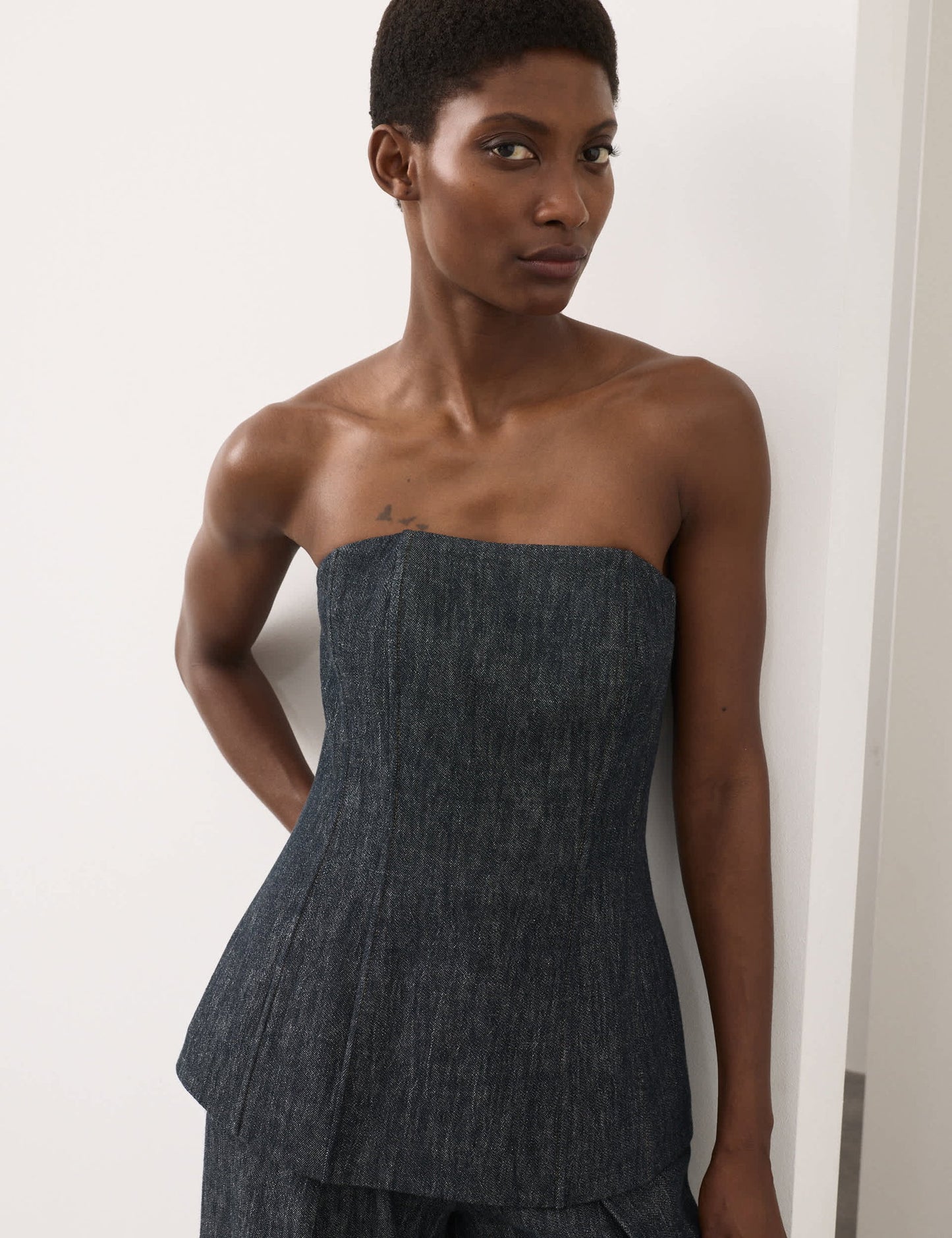 Keten Karışımlı Bandeau Bluz