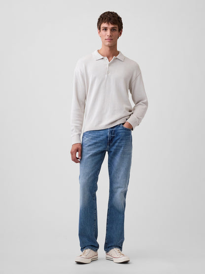Kırık Beyaz Relaxed Polo Kazak