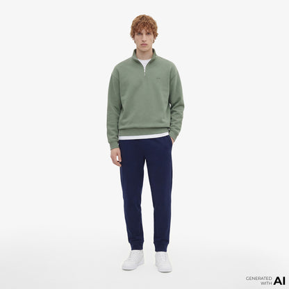 Lacoste Heavy Fleece Zipper Neck Unisex Yeşil Sweatshirt