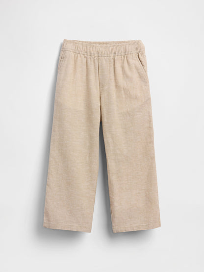 Bej Keten Karışımı Pull-on Pantolon