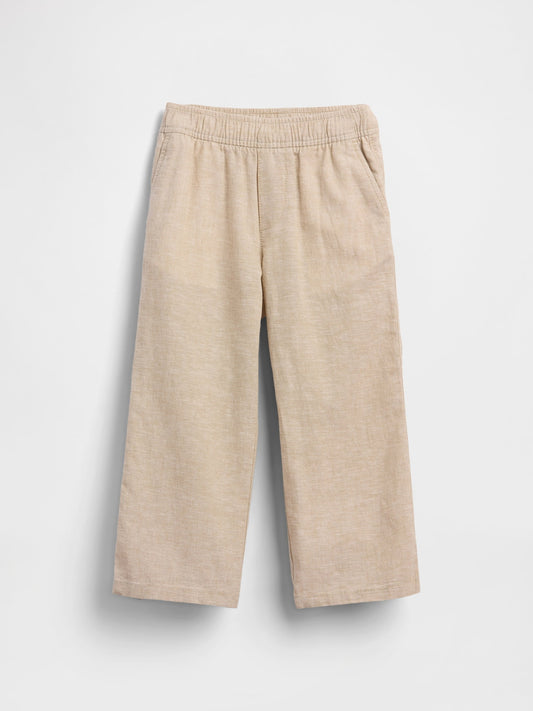 Bej Keten Karışımı Pull-on Pantolon