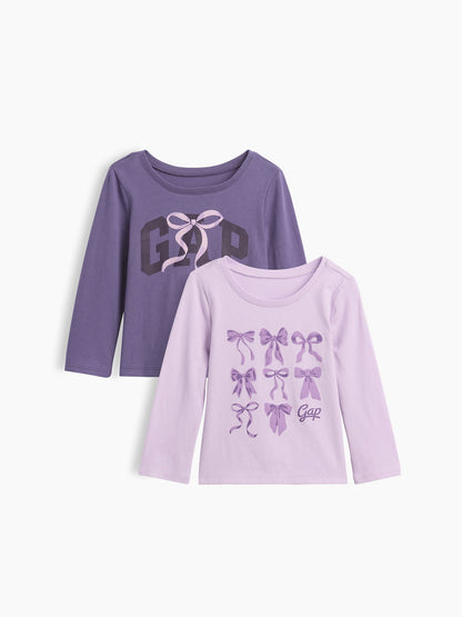 Lila Grafik Baskılı T-shirt (2’li)