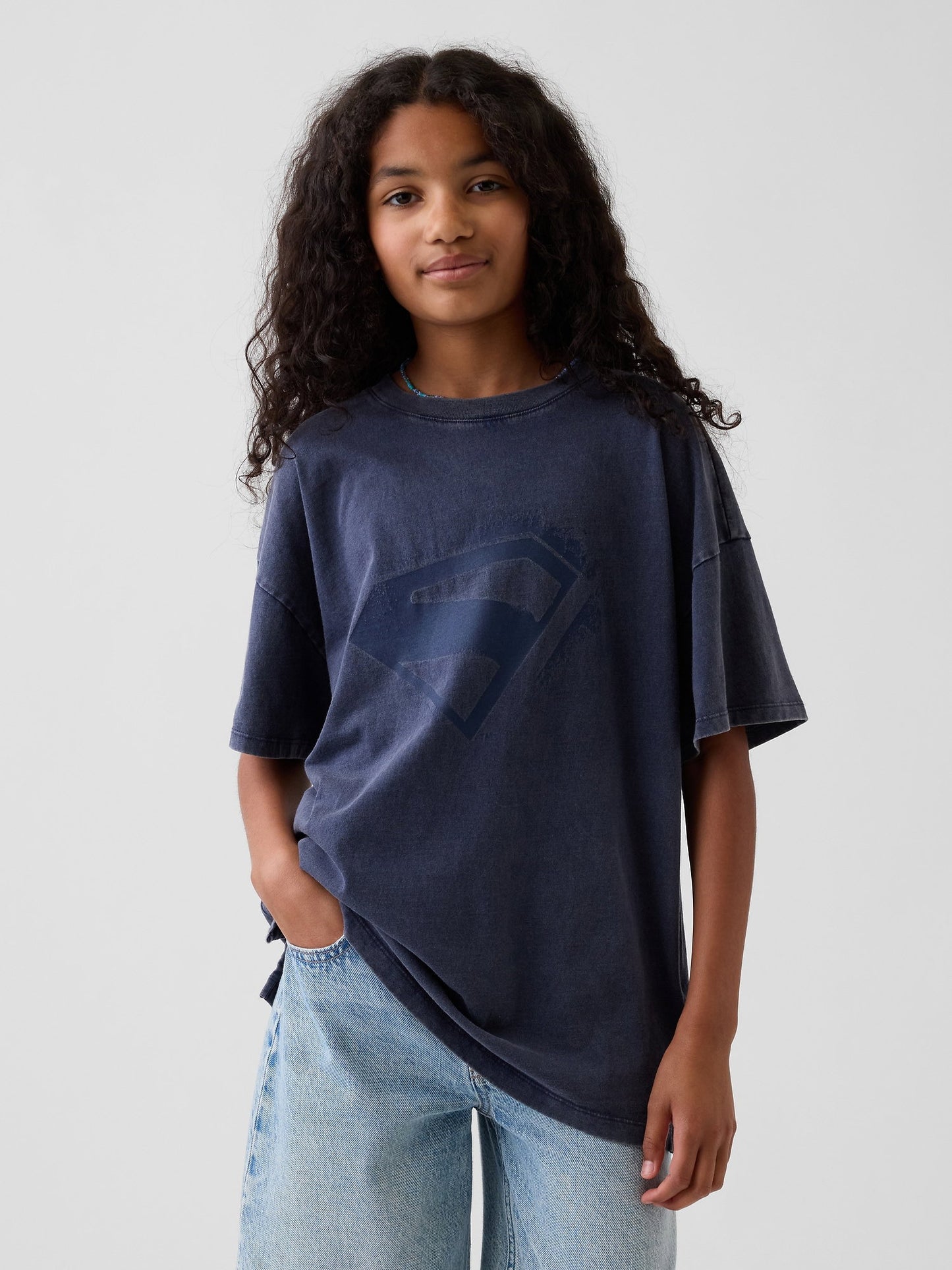 Lacivert Superman Oversized T-shirt