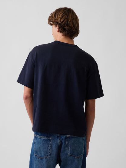 Lacivert Heavyweight Relaxed Gap Logo Crop T-shirt