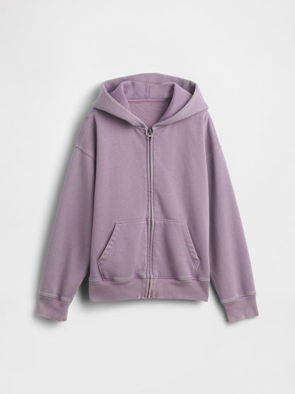 Mor Vintagesoft Relaxed Fermuarlı Sweatshirt