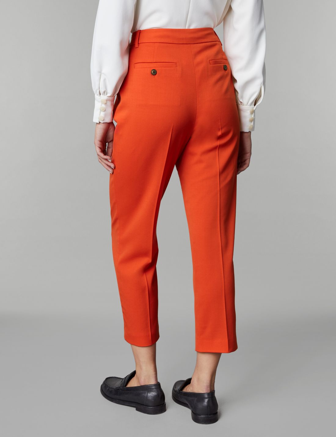 Straight Leg Crop Yün Pantolon