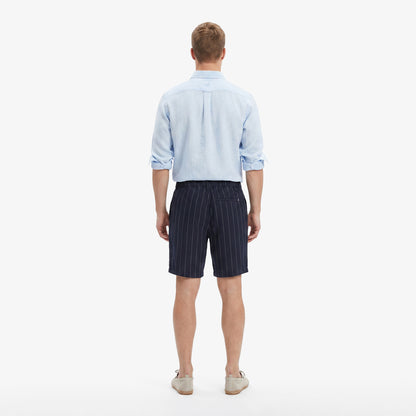Nautica Erkek Lacivert Regular Fit Çizgili Keten Şort