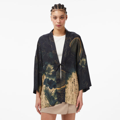 United4 Unisex Siyah Kimono