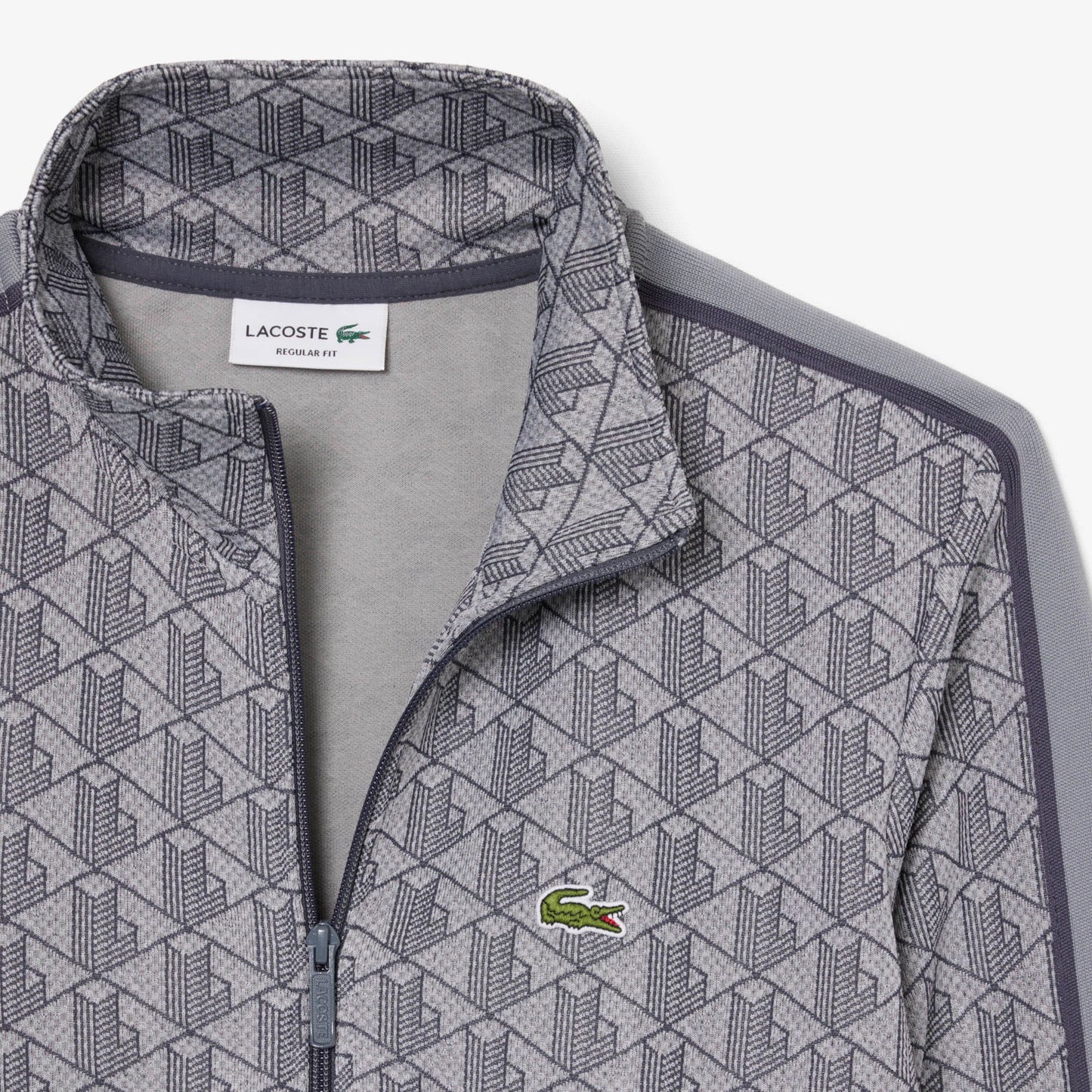 Lacoste Erkek Regular Fit Fermuarlı Monogram Gri Sweatshirt