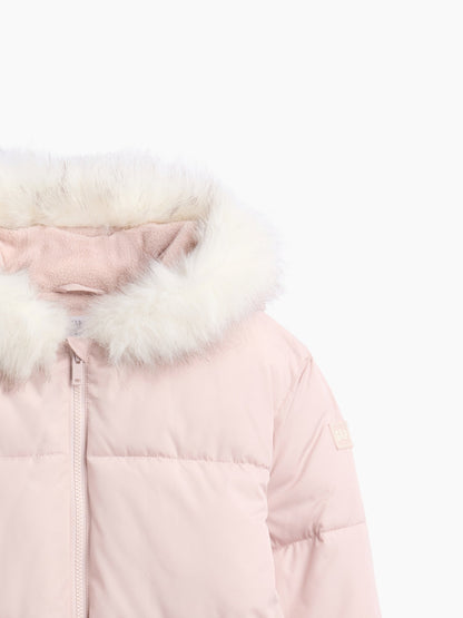 Açık Pembe Relaxed Puffer Şişme Mont