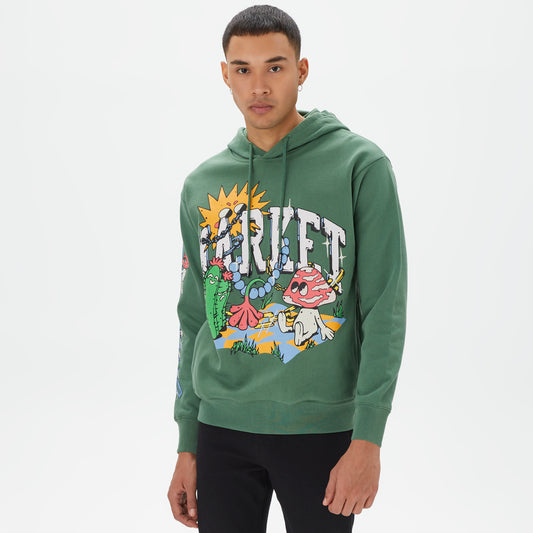 Market Fantasy Farm Pullover Erkek Yeşil Hoodie