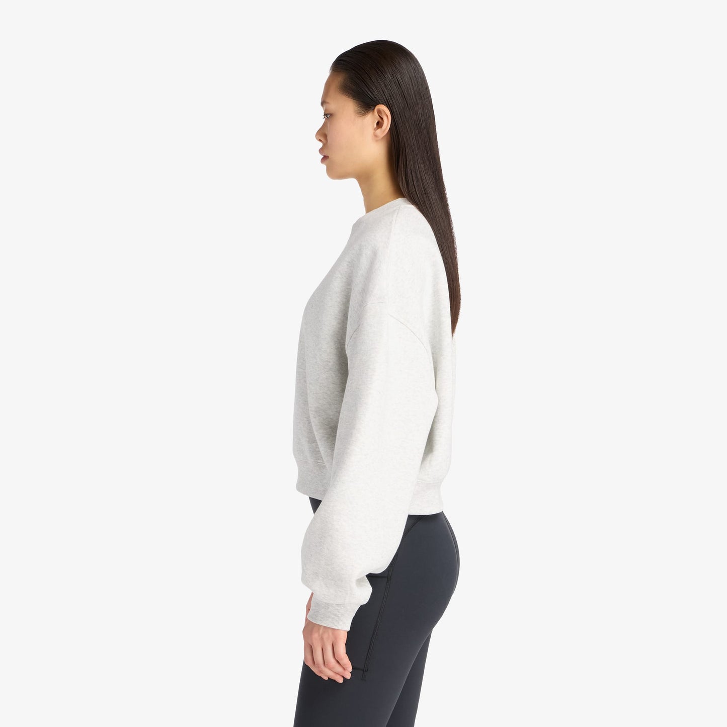 New Balance Linear Heritage Fleece Kadın Gri Sweatshirt