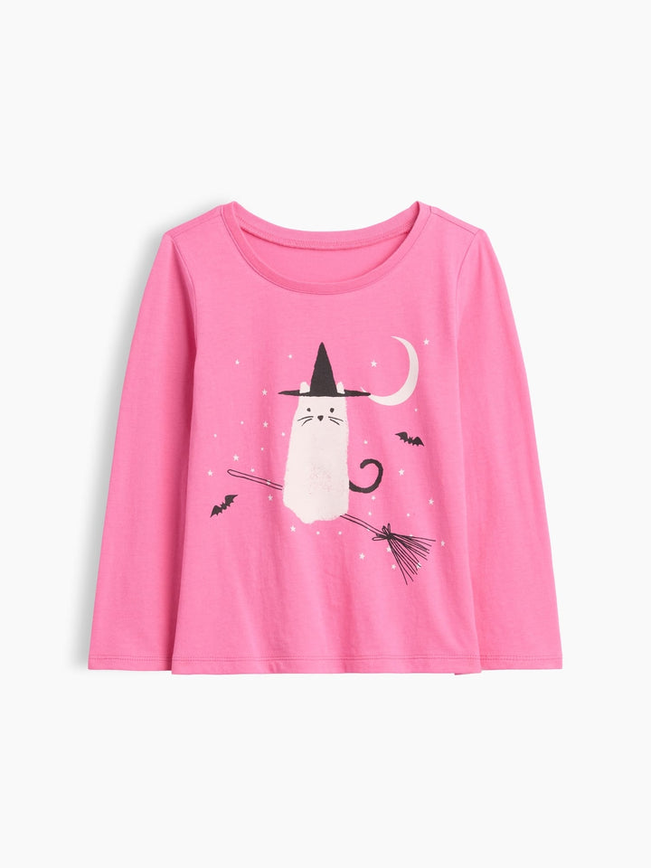 Pembe Grafik Baskılı T-shirt