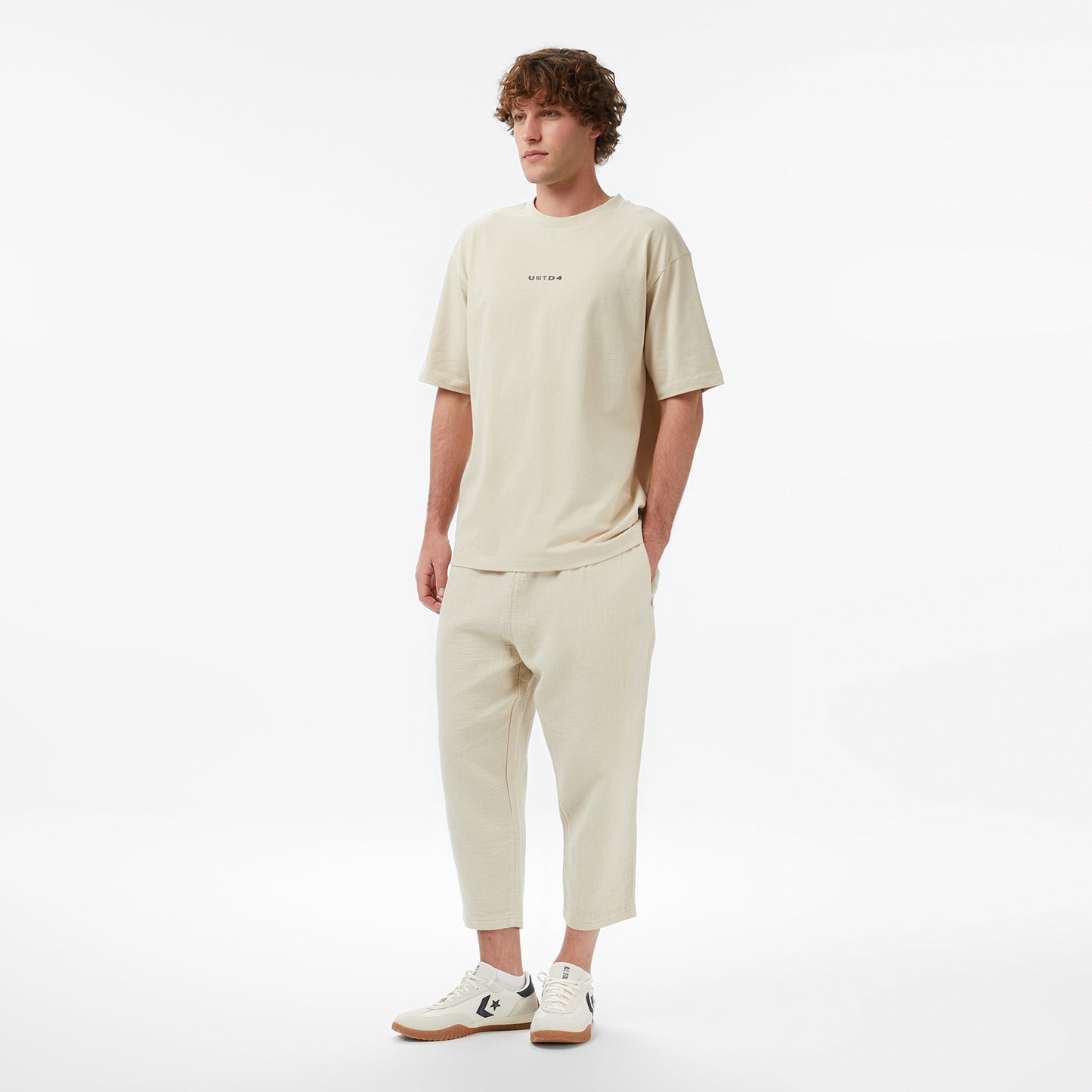 United4 Regular Fit Erkek Krem T-shirt