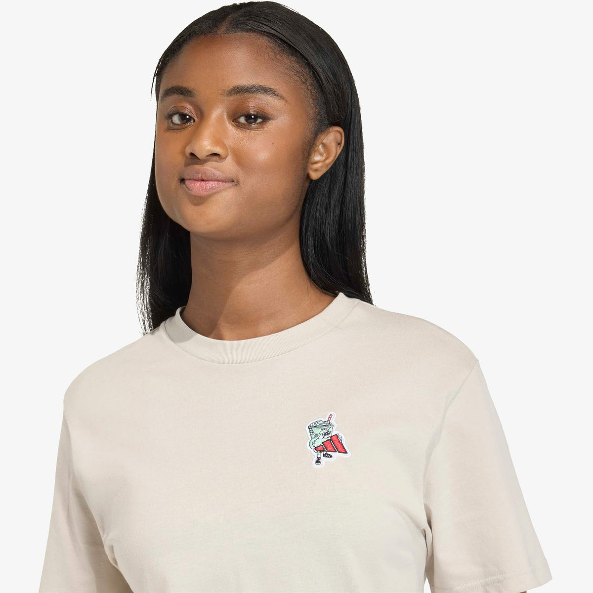 Adidas Food Graphic Kadın Bej T-shirt