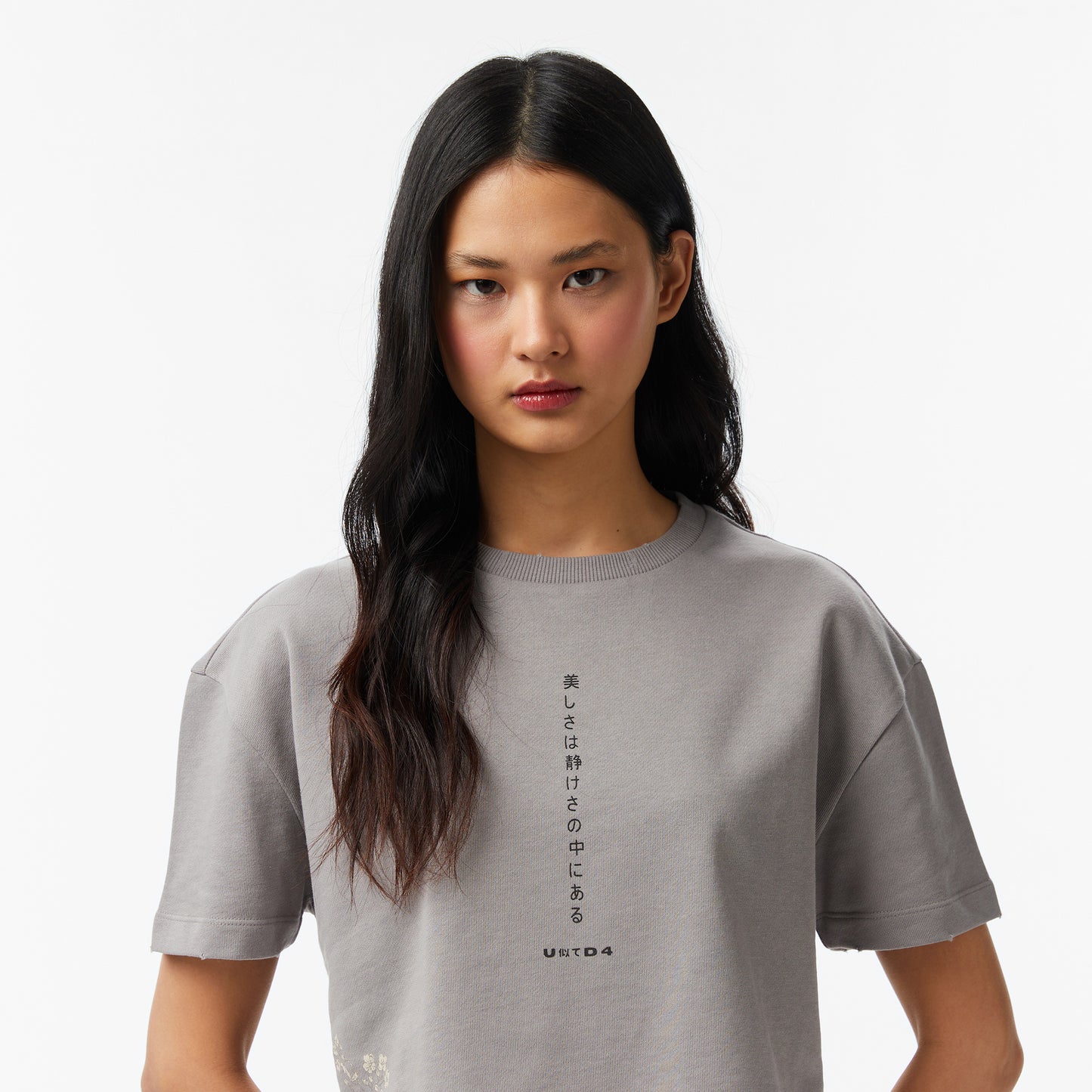 United4 Regular Fit Kadın Gri T-shirt