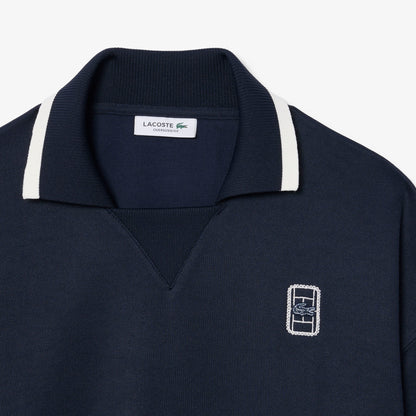 Lacoste Kadın Oversize Fit Polo Yaka Lacivert Sweatshirt