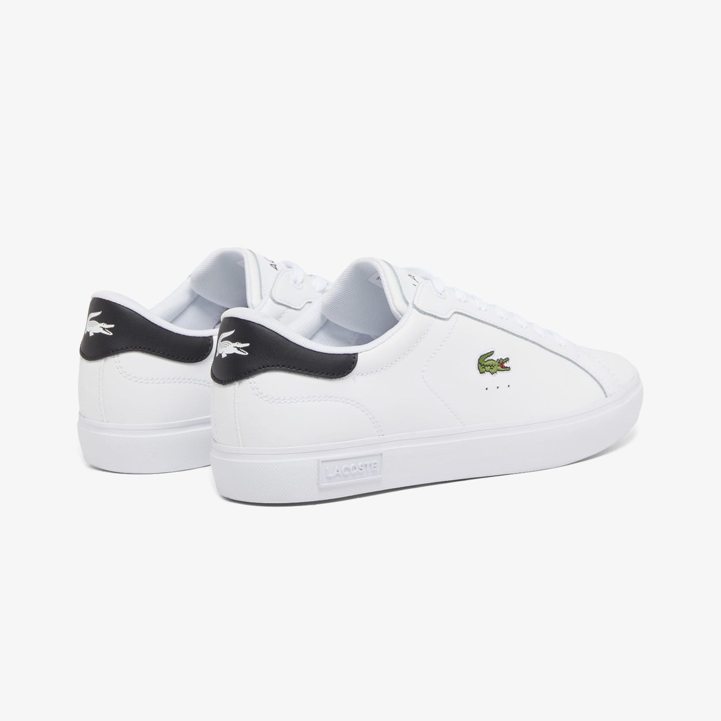 Lacoste Powercourt Leather Erkek Siyah Detaylı Beyaz Sneaker